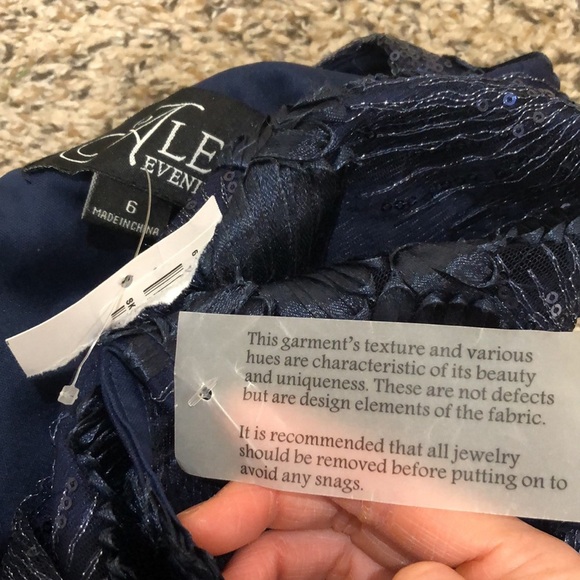 NWT Alex Evenings Formal Maxi Dress Size 6 Navy Blue Sequin - Picture 7 of 12